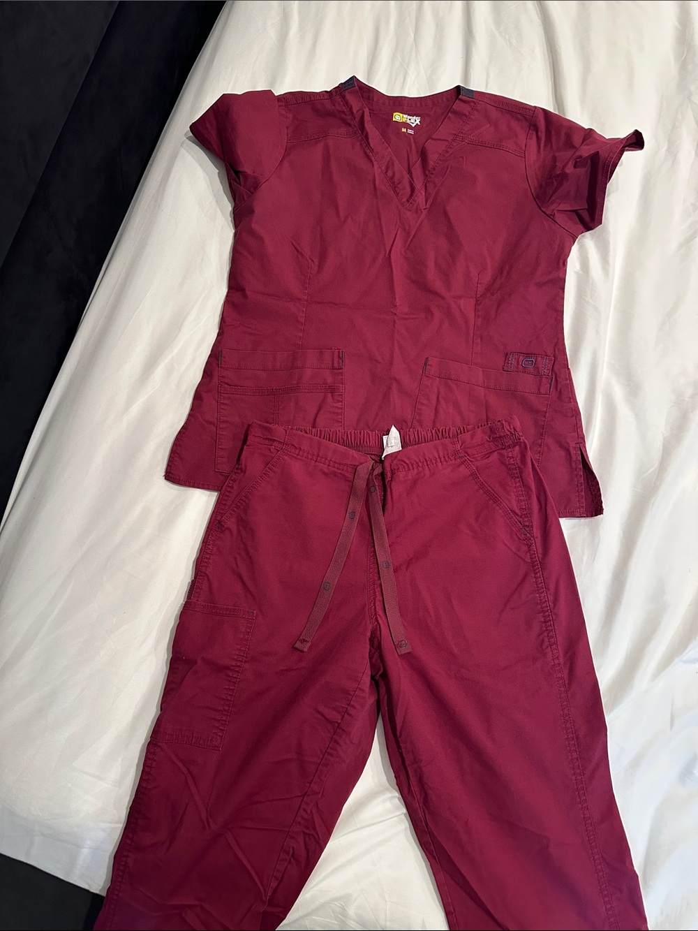 Women's Burgundy Drawstring Scrub Jogger Pants